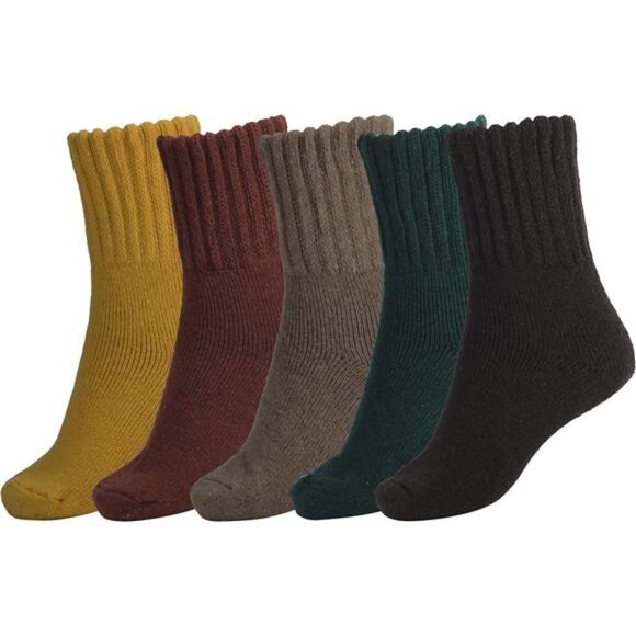 5 Pairs Women's Winter Solid Thick Warm Crew Socks